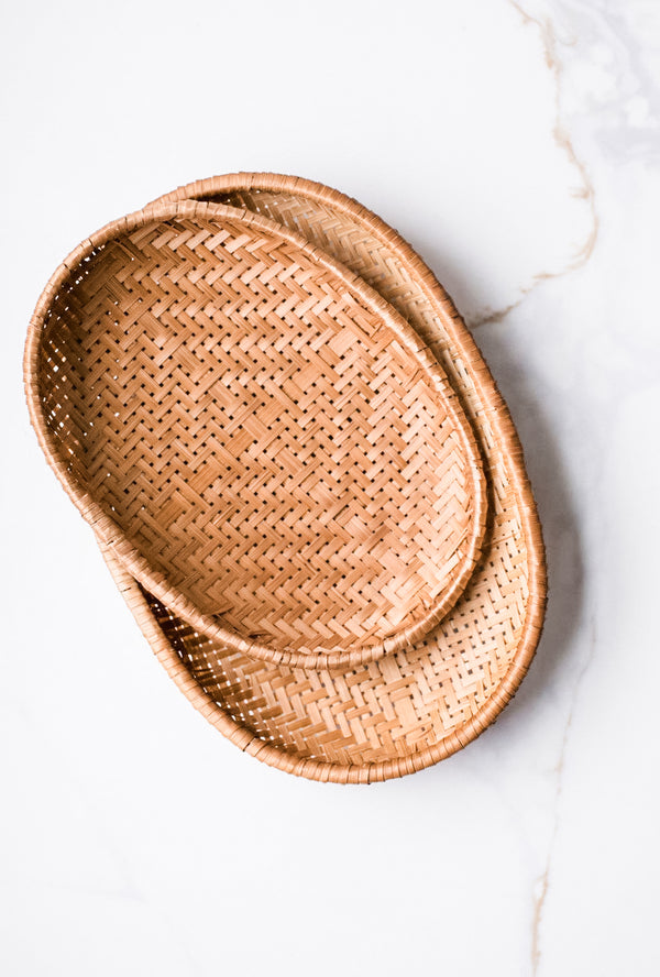 Oval Farmhouse Basket - Smoked  Bamboo