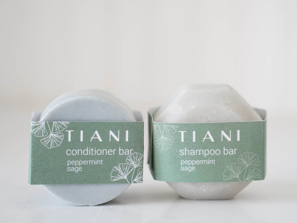 Peppermint sage bar shampoo and conditioner set 