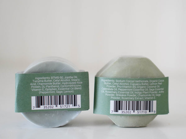Peppermint Sage Shampoo & Conditioner Bar Set