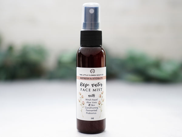 Rose Water Face Mist – Hydrating & Refreshing Facial Spray with Witch Hazel, Aloe Vera & Fermented Probiotics | Natural Skin Toner & Hydrosol Mist 2oz