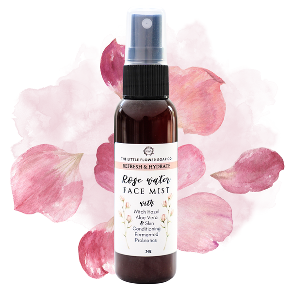 Rose Water Face Mist – Hydrating & Refreshing Facial Spray with Witch Hazel, Aloe Vera & Fermented Probiotics | Natural Skin Toner & Hydrosol Mist 2oz