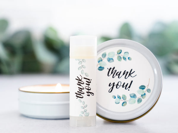 Thank You small candle and lip balm gift