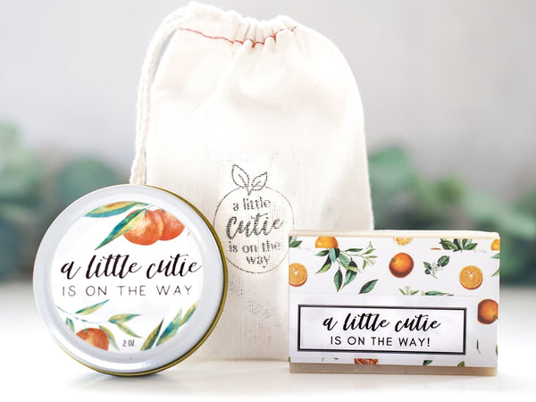 A Little Cutie Is on the way Baby Shower Favors - Little Flower Soap Co
