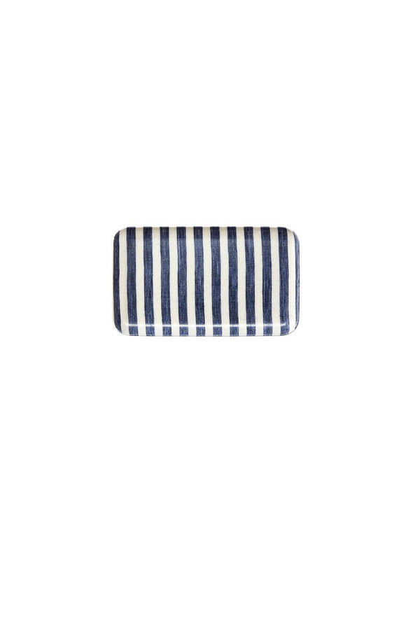Linen Tray - White Blue Stripe