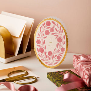 All My Love - Oval Floral Greeting Card - Little Flower Soap Co
