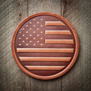 American Flag Leather Coaster - Little Flower Soap Co
