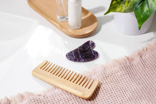 Amethyst Gua Sha Facial Massage Stone - Little Flower Soap Co
