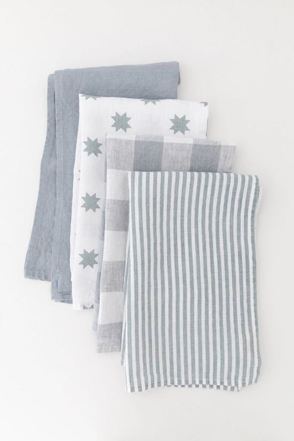 Awning Stripe Tea Towel Light Blue - Little Flower Soap Co