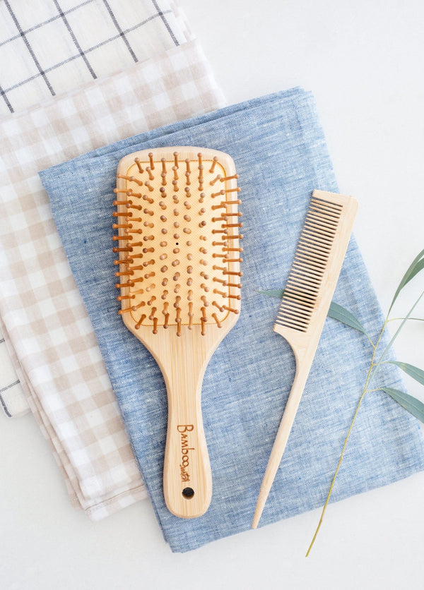 Bamboo Paddle Hairbrush - Square - Little Flower Soap Co