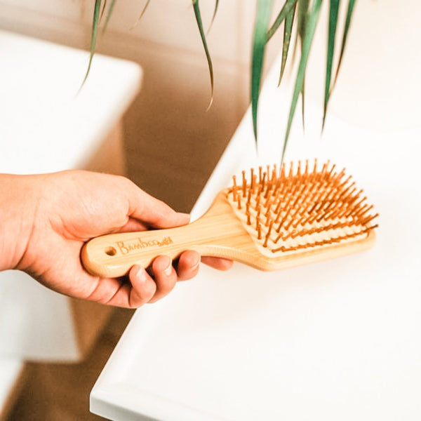 Bamboo Paddle Hairbrush - Square - Little Flower Soap Co