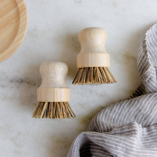 Bamboo Pot Scrubber Brush With Wide Handle | Eco Friendly - Little Flower Soap Cobamboobamboo switchbathroom decorcleaning
