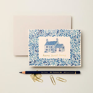 Blue Flora 'Home Sweet Home' Card - Little Flower Soap Cofloralfloral cardfloral printGreeting Card