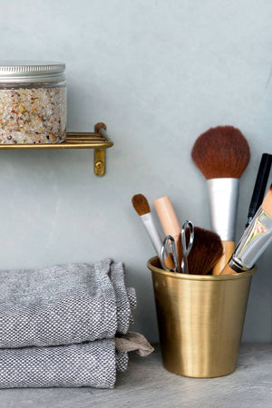 Brass Bathroom Cup – Handmade Vintage - Inspired Tumbler - Little Flower Soap Co