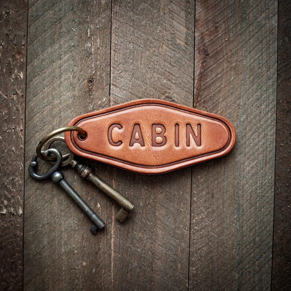 Cabin Leather Keychain - Stocking stuffers - Little Flower Soap Co