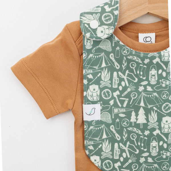 Camping Print Snap Bib - Little Flower Soap Co