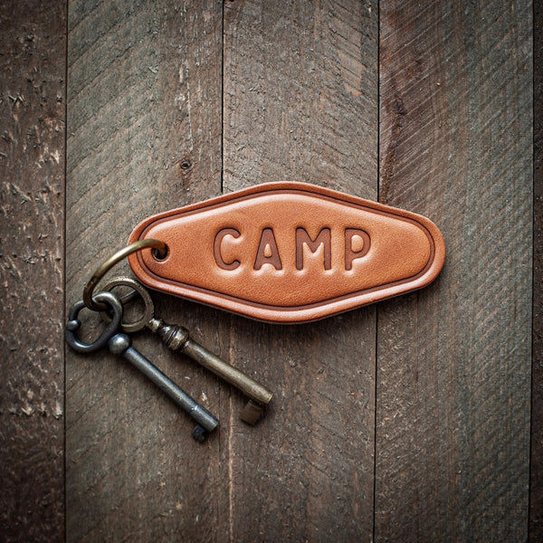 Camp Leather Keychain - Stocking stuffers