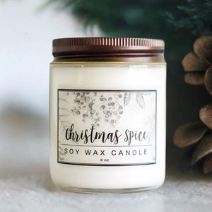 Christmas Spice Essential Oil - 8oz Soy Wax Candle - Little Flower Soap Co