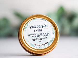 Citronella Travel Candle - Gift for hiker/camper - Little Flower Soap Co