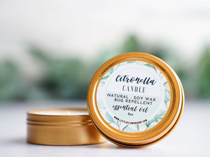 Citronella Travel Candle - Gift for hiker/camper - Little Flower Soap Co
