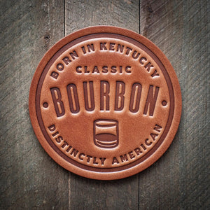Classic Bourbon Whiskey Leather Coaster - Gifts for Men - Little Flower Soap Co