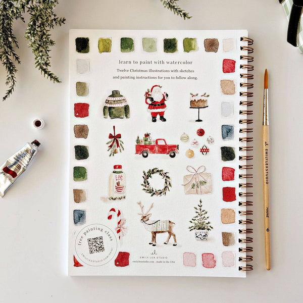 Classic Christmas Watercolor Workbook by Emily Lex Studios - Little Flower Soap Coemily lexEmily Lex Studiowatercolor coloring bookart supplies