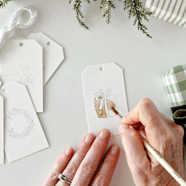 Classic Holiday Paintable Gift Tags - Little Flower Soap Coartart-activitybeginner watercolor kitart supplies