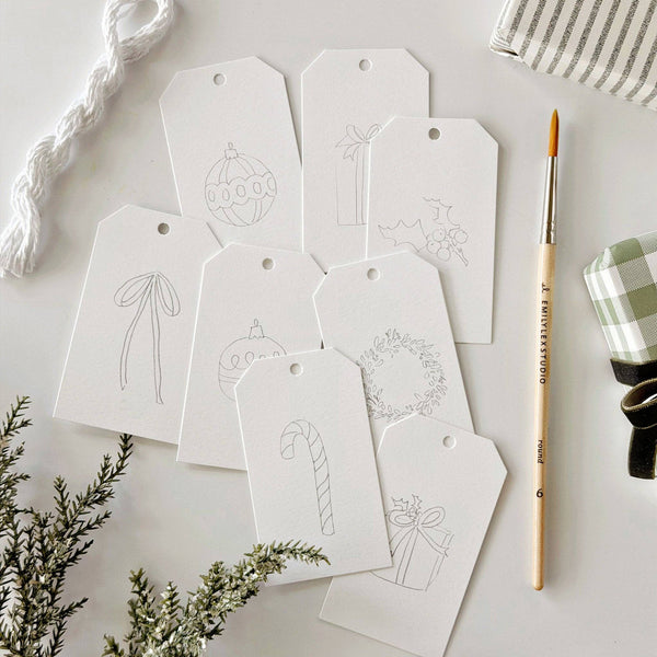 Classic Holiday Paintable Gift Tags - Little Flower Soap Coartart-activitybeginner watercolor kitart supplies