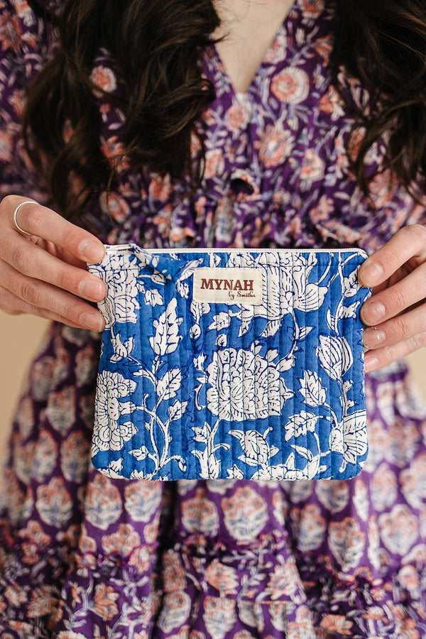 Indigo Blue Quilted Coin Pouch | Mini Wallet | Purse Organizer