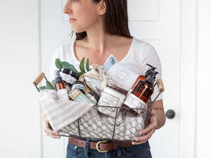 Deluxe Gift Wire Basket - Little Flower Soap Coanniversaryanniversary gift basketbath and beautyBirthday Gift Basket