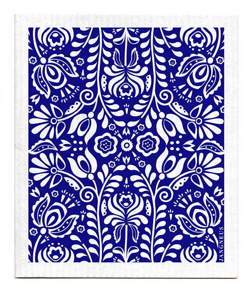 Swedish Dishcloth - Blue Scandi Bloom