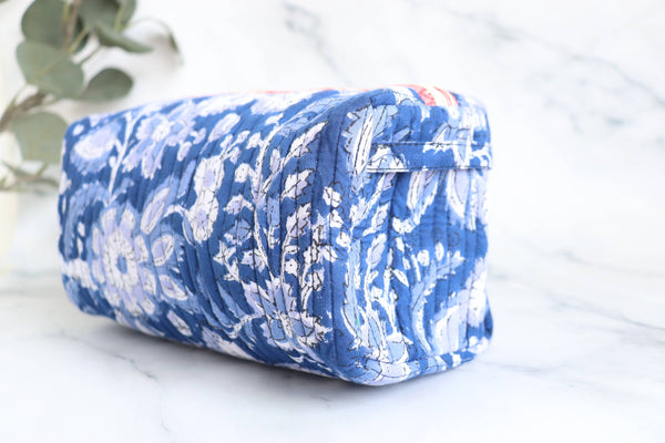 Floral Quilted Makeup Travel Toiletry Bag