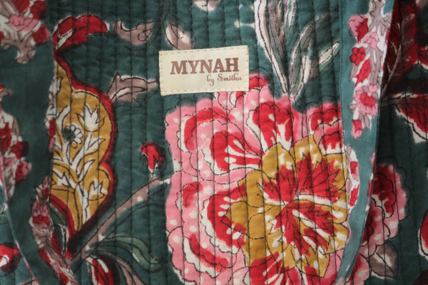 Emerald garden print reversible tote bag - Small laptop bag - Little Flower Soap Cobatikfloralfloral printbag