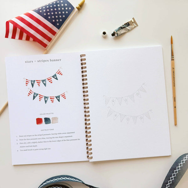 Emily Lex Studio Americana Watercolor Workbook - Little Flower Soap Co4th - of - julyart - activitycraft - kitart supplies