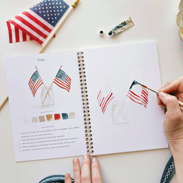 Emily Lex Studio Americana Watercolor Workbook - Little Flower Soap Co4th - of - julyart - activitycraft - kitart supplies