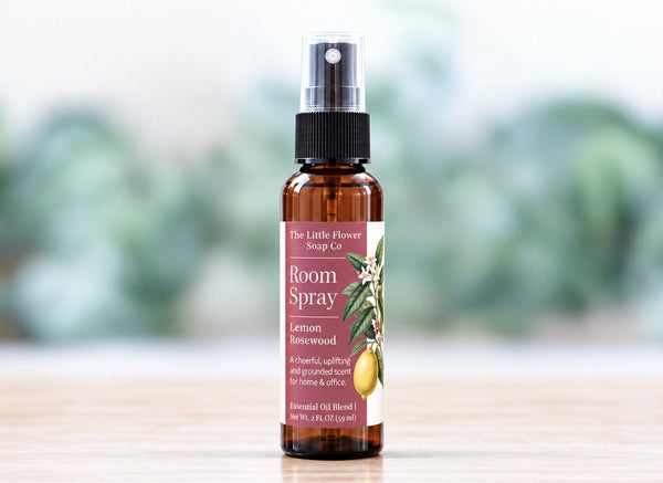 Essential Oil Room Spray Sampler | Four 2 oz Scents - Little Flower Soap Coessential oil room spraylavender room spraylemon rosewood room sprayRoom Spray