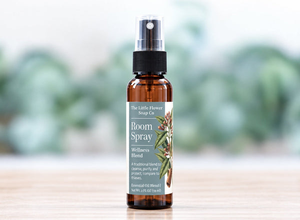 Essential Oil Room Spray Sampler | Four 2 oz Scents - Little Flower Soap Coessential oil room spraylavender room spraylemon rosewood room sprayRoom Spray