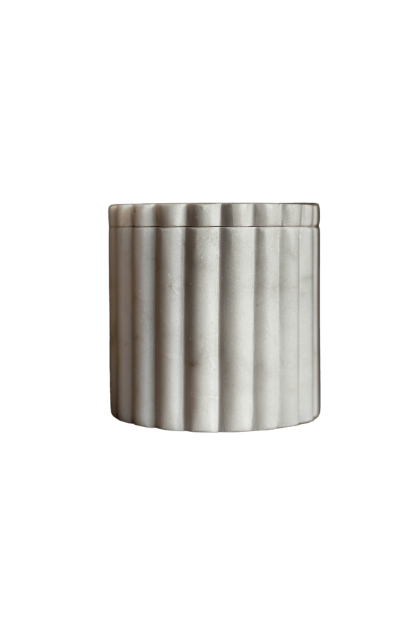 Fluted Jar Canister White Marble - Little Flower Soap Co