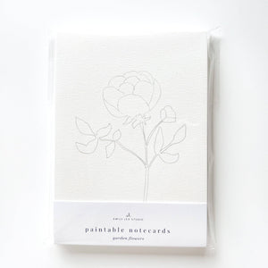 Garden Flowers Paintable Watercolor Note Card Set - Little Flower Soap Co