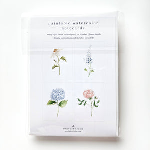 Garden Flowers Paintable Watercolor Note Card Set - Little Flower Soap Co