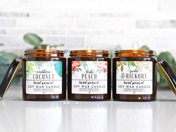Gift Box of 3 Simple and Natural Scented Candles - Little Flower Soap Co