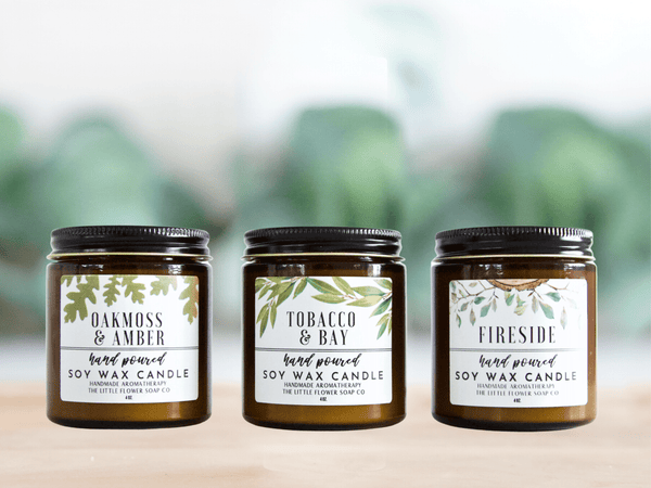 Gift Box of 3 Simple and Natural Scented Candles - Little Flower Soap Co
