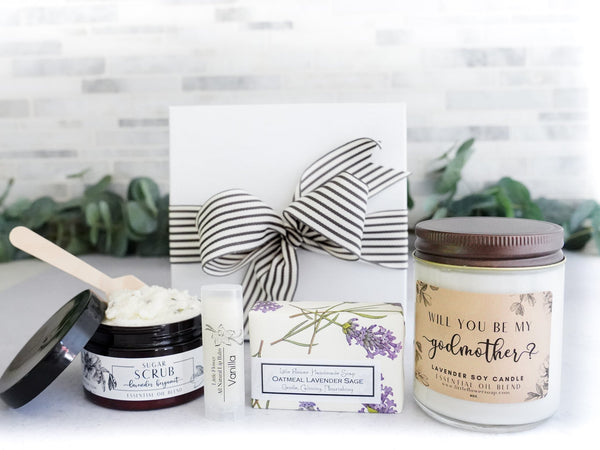 Godmother Ask Gift - Will you be my Godmother Relaxation Box - Little Flower Soap Co