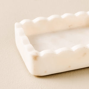 Hand Carved Marble Scalloped Soap Dish - Little Flower Soap Co