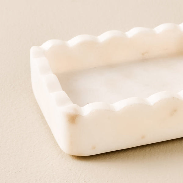 Hand Carved Marble Scalloped Soap Dish - Little Flower Soap Co