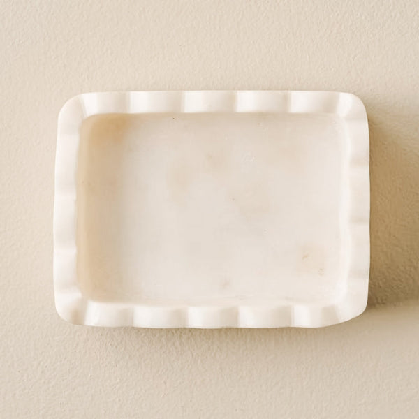 Hand Carved Marble Scalloped Soap Dish - Little Flower Soap Co