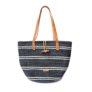 Handwoven Sisal Tote – Navy & Cream Stripe - Little Flower Soap Co