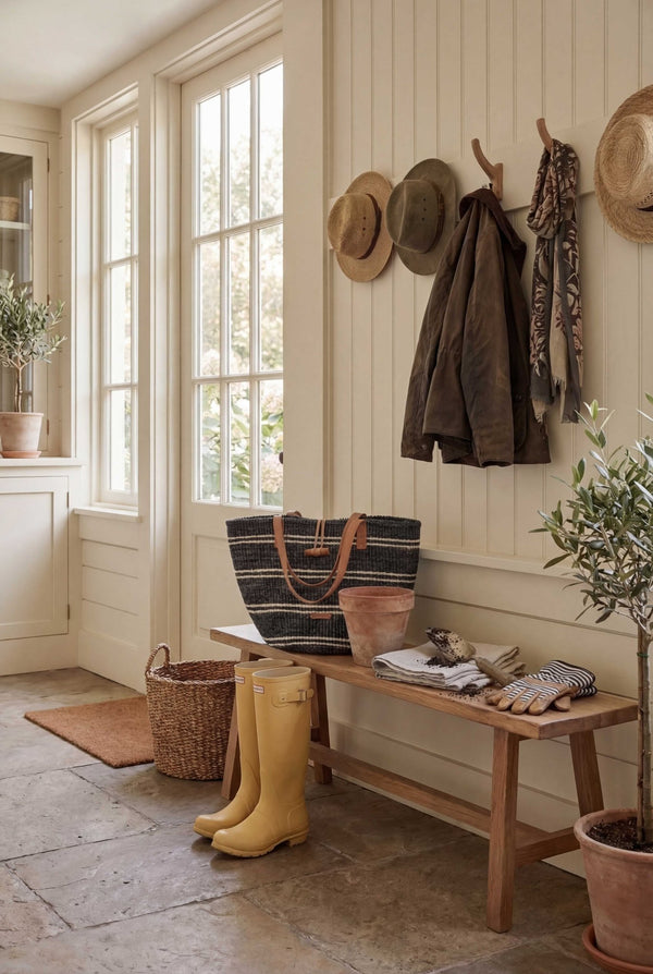 Handwoven Sisal Tote – Navy & Cream Stripe - Little Flower Soap Cotravel bagbag
