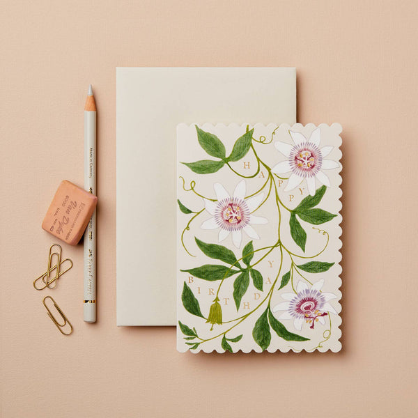 Happy Birthday - Passionflower Card - Little Flower Soap Co