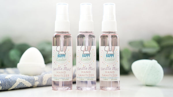 Happy Easter Hand Sanitizer - 2oz Vanilla Mint Scent - Little Flower Soap Co80% alcoholAlcohol based hand sanitizerantibacterial spraysHand Sanitizer