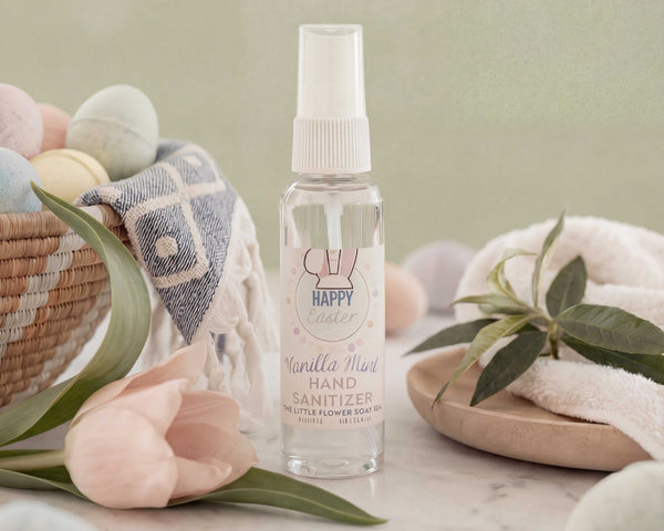 Easter small gift favor hand sanitizer spray with bunny and eggs pastel basket stuffer for kids teachers
